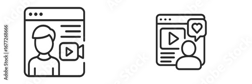 Online Video Content Creation and Engagement Icons