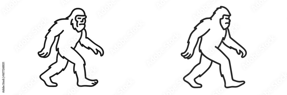 Fototapeta premium Bigfoot walking outline