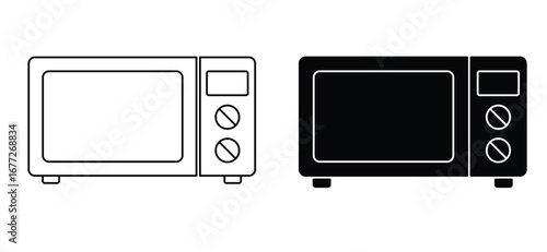 Cartoon oven, microwave cooker. Electric kitchen appliance tools. Kitchen cooking, food preparation concept. Microwave oven icon. Microwave tool.