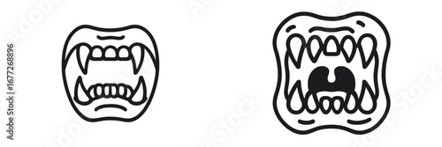 Monster Mouths with Sharp Teeth Icon Set