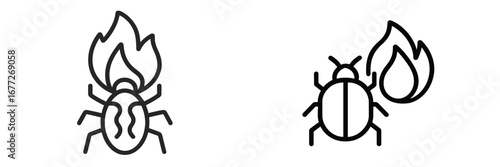 Bug on fire icon