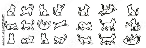 Collection of Cat Silhouettes in Various Poses