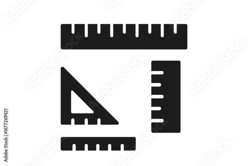 Set of rulers and a triangle ruler on a gradient background