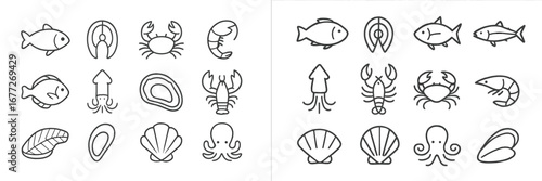 Collection of seafood icons