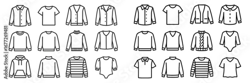 Collection of clothing line art icons