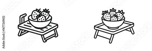 Bowl of strawberries on a tray icon