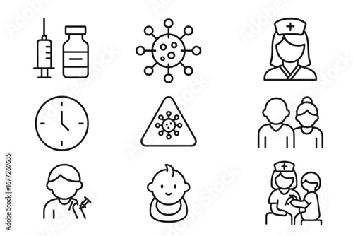 Medical icons for vaccination and virus protection