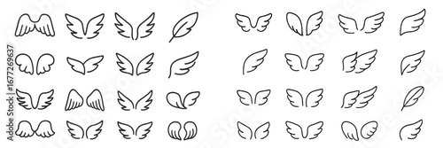 Collection of Angel Wing Icons and Feather