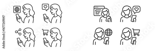 People using smartphones for online activities
