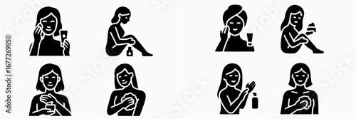 Woman Skincare Routine Icons