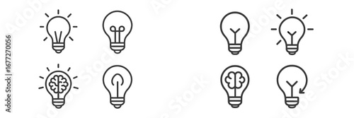 Collection of light bulb icons representing ideas