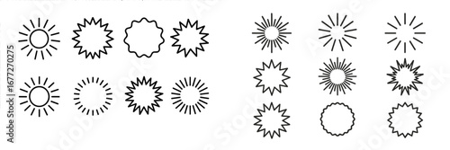 Collection of sun and starburst graphic elements