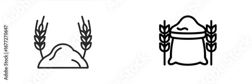 Wheat grain and flour icon