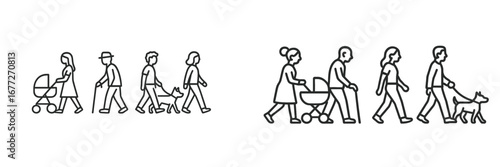 Diverse group of people walking