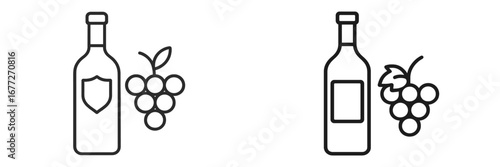 Wine bottle and grapes icon
