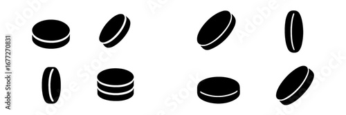 Hockey pucks in different perspectives