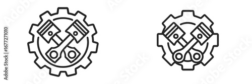 Engine pistons and gear icon
