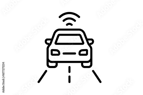 Autonomous car driving on road with wireless signal