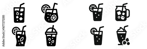 Set of four cold drinks icons