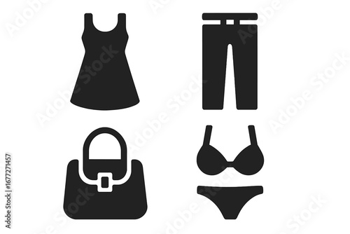 Fashion Icons: Dress, Pants, Bag, and Lingerie