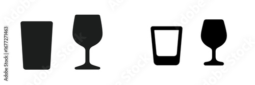 Set of four different glasses silhouettes