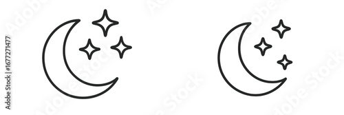 Crescent moon and stars icon