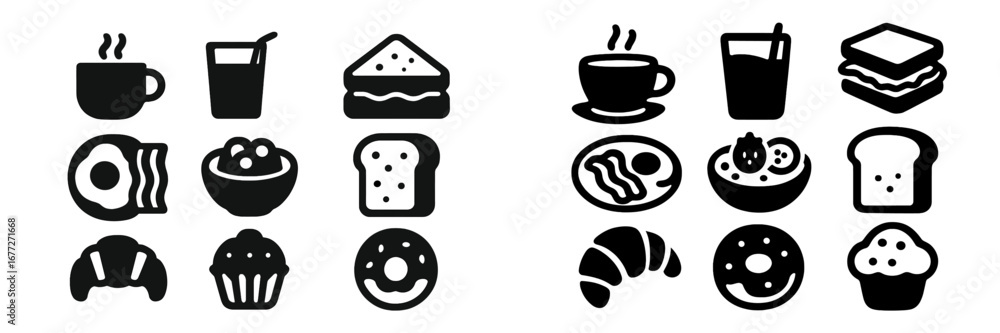 Fototapeta premium Breakfast Food Icons Set
