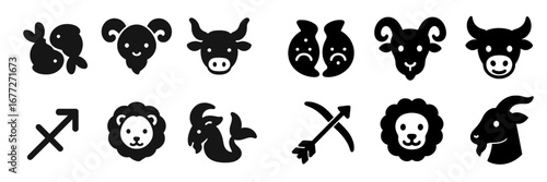 Zodiac signs icons collection