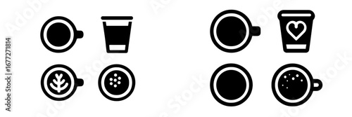 Coffee cup icons with different designs