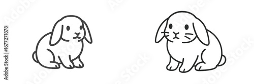 Cute cartoon rabbits sitting side by side