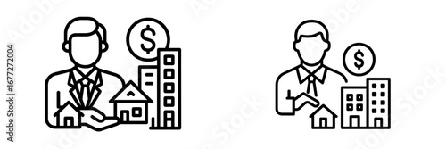 Financial advisor with house and money icon