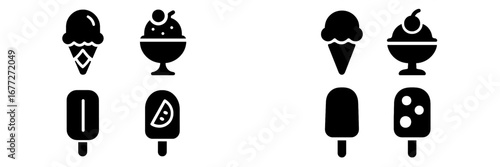 Set of summer food and drink icons