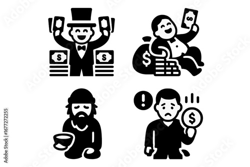 Financial status comparison icons