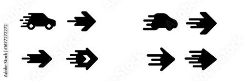 Speeding car and arrow icons