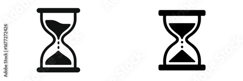 Hourglass icons, one solid, one outline