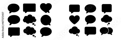 Collection of speech and thought bubbles in outline style