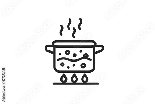 Pot of boiling water on a stove icon