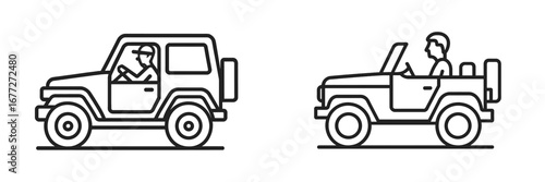 Two Off-Road Vehicles with Drivers Icon