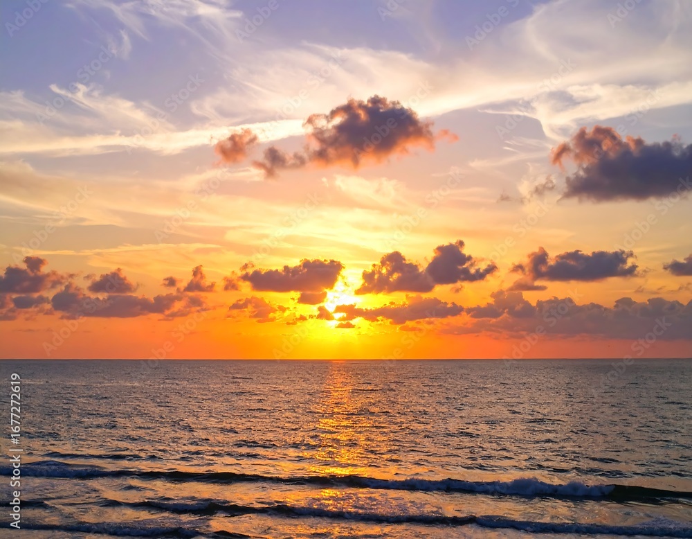 Obraz premium Dramatic sunset over the ocean (3)