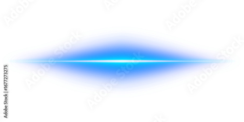 Transparent blue cyan neon glowing png with horizontal light line rays beam flare glow shine streak futuristic shimmer radiant energy effect luminous background