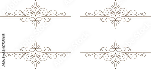A decorative vector set featuring vintage floral frames and ornate swirls for wedding and card designs