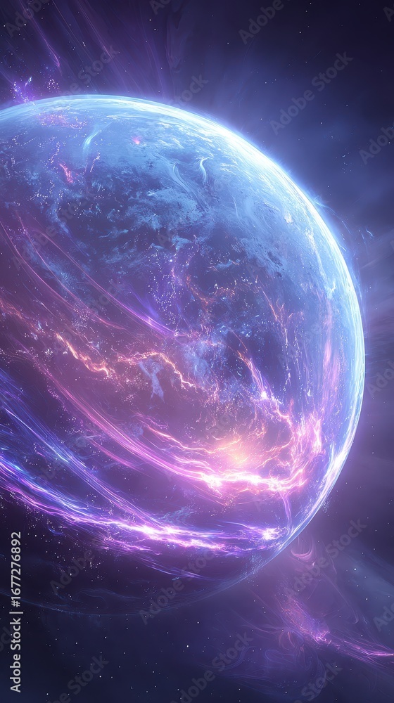 Obraz premium Celestial Orb - Ethereal Glow of a Purple and Blue Alien Planet.