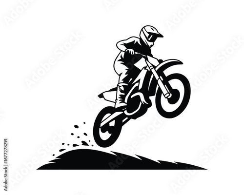 Off-Road Dirt Biking Action, Simple Graphic

