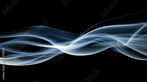 Abstract Blue Smoke Waves on Black Background Ethereal and Serene Design Element