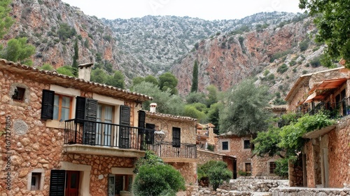 Charming stone village mountainous landscape travel photography serene environment scenic viewpoint rustic architecture