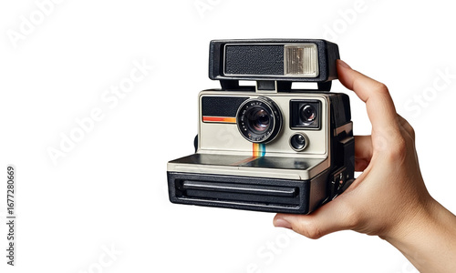 Polaroid Camera in Hand Watercolor Illustration