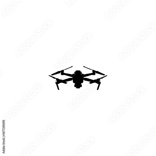 Black silhouette quadcopter and drone vector illustration 