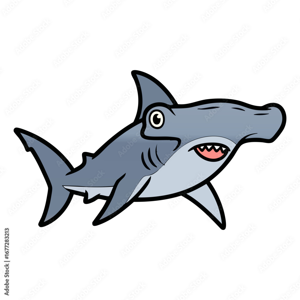Fototapeta premium Hammerhead shark sea life vector illustration