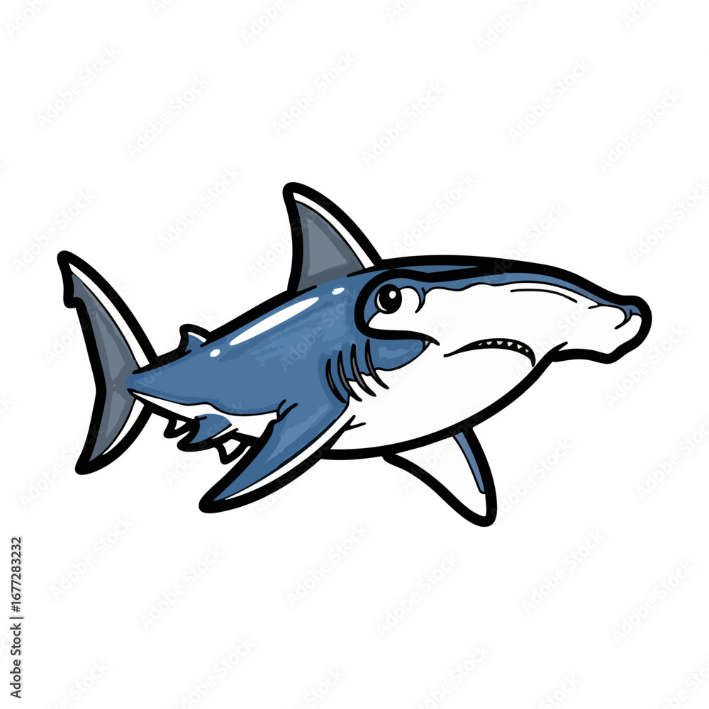 Fototapeta premium Hammerhead shark sea life vector illustration