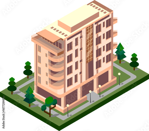residential high rise building in isometry